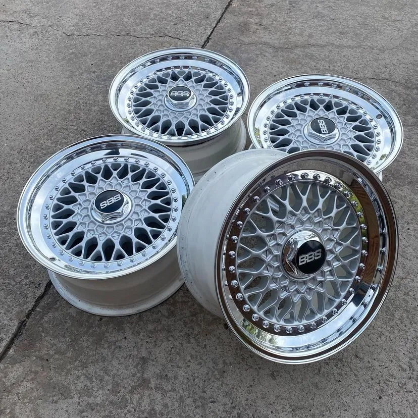 BBS RS 005 Wheels | 16x7 & 8" ET23 | 5x120 | Raw Silver / Chrome Lip / Silver BBS Logos - Image 3