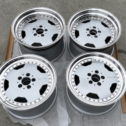AMG Aero III Wheels by OZ Racing | 17×8.5 & 10″ ET18/ET17 | 5×112 | Staggered Three-Piece | New | Silver / Chrome Lip