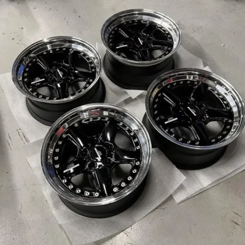 AC Schnitzer Type 2 Wheels | 17×8.5 ET15 | Refinished Black with Polished Lips | Titanium Hardware | BMW | Manufactured by Ronal | PN 3953