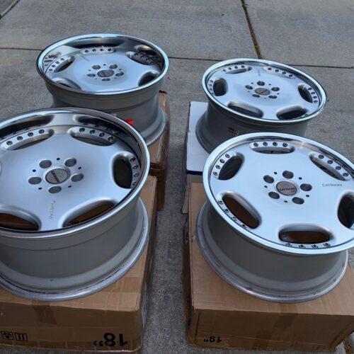 Carlsson 2/6 Wheels | 18×8.5 & 10″ ET35/ET30 | 5×112 | Staggered Two-Piece | Silver / Polished Lip