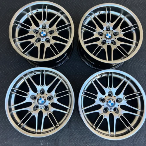 BMW Style 65 Wheels | 18×8 Front ET20 / 18×9.5 Rear ET22 | Single-Piece | Black with BMW M Center Caps | Made by BBS | PN 3611-2228950 / 3611-2228960