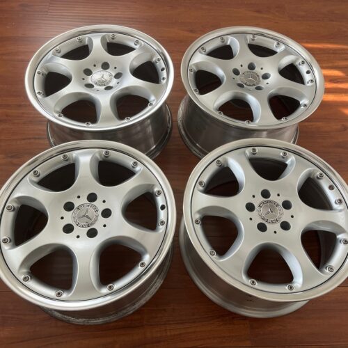 Mercedes-Benz R129 Silver Arrow Wheels by BBS | 18×8.5 & 9.5″ ET25/ET23 | 5×112 | Staggered Two-Piece | Silver / Machined Lip