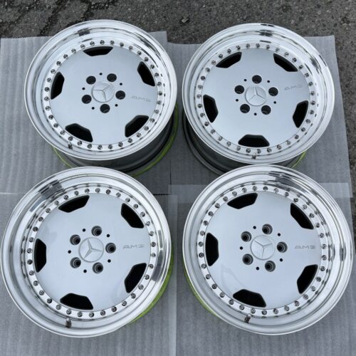 AMG Aero III Wheels by OZ Racing | 17×8.5 & 10″ ET18/ET17 | 5×112 | Staggered Three-Piece | White / Chrome Lip