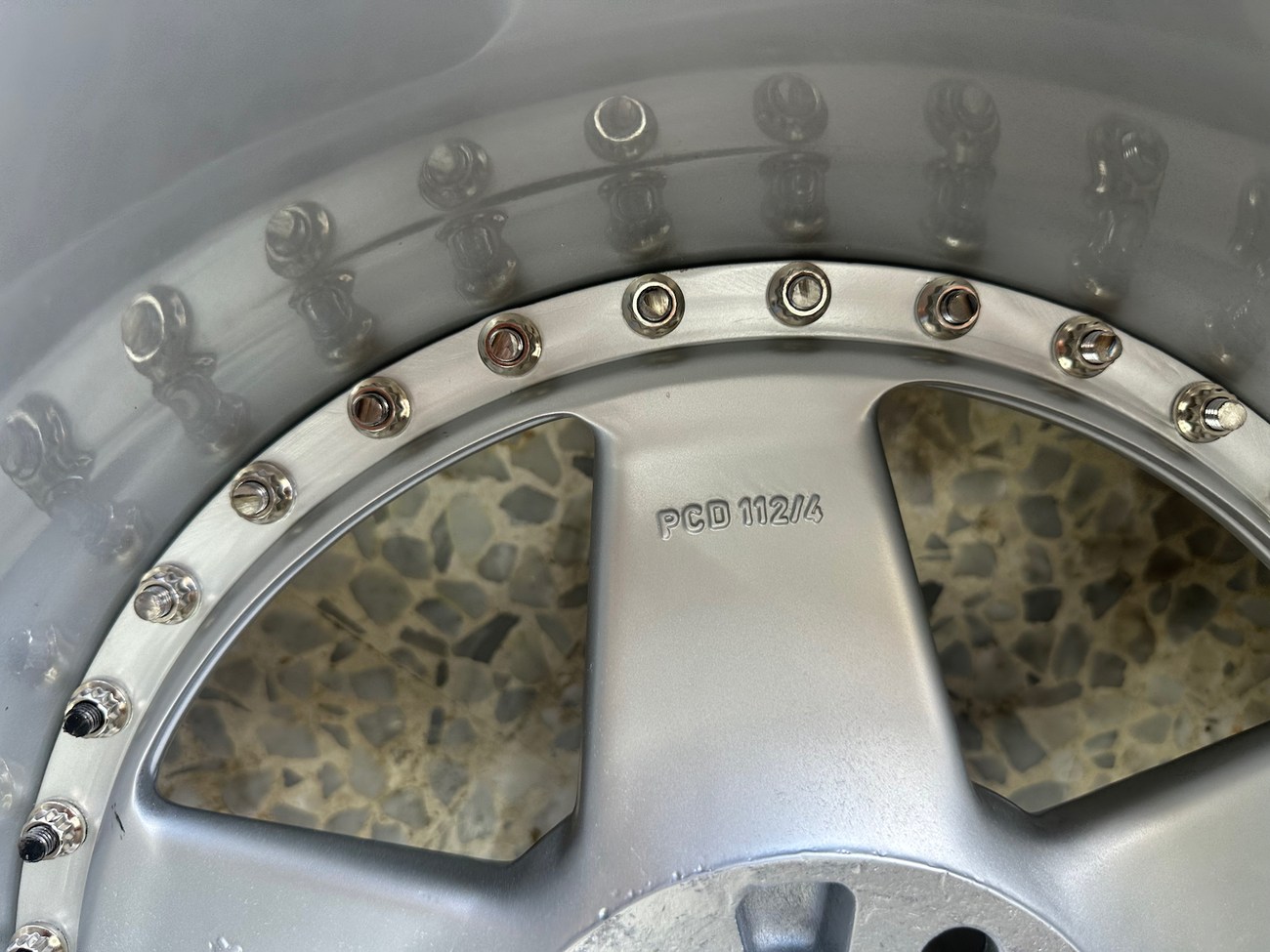 AMG Penta Wheels | 17x8.5 & 10" ET21 | 4x112 | Staggered Three-Piece | Pre-Merger 1988 | Machined Silver / Chrome Lip - Image 13