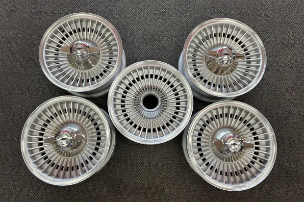 Kelsey-Hayes Knock-Off Wheels | 15x6 | Radial Fin Design | Two-Bar Spinners | Chevrolet Corvette | Hub Adapters & Hammer Included - Image 2