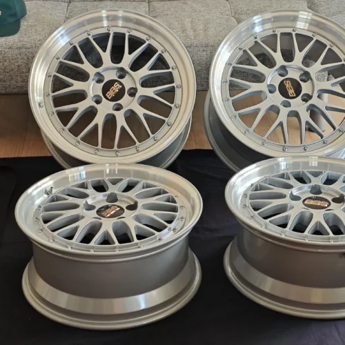 BBS LM Wheels | 17×7.5 Front ET38 / 18×9 Rear ET42 | Two-Piece | Diamond Silver Forged | Diamond-Cut Lips | PN LMP076 / LMP077