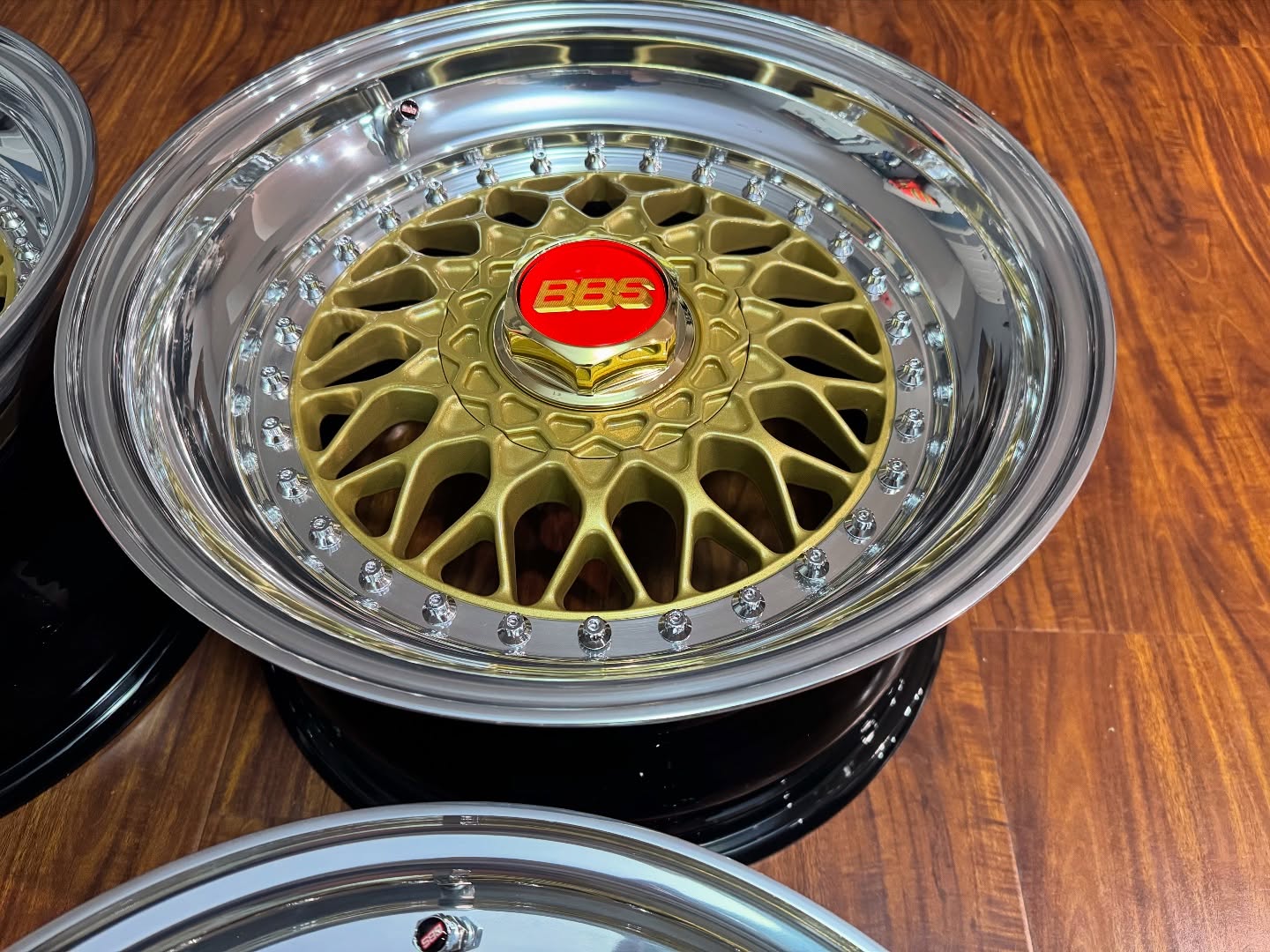 BBS RS wheels 16 inch double step gold staggered set