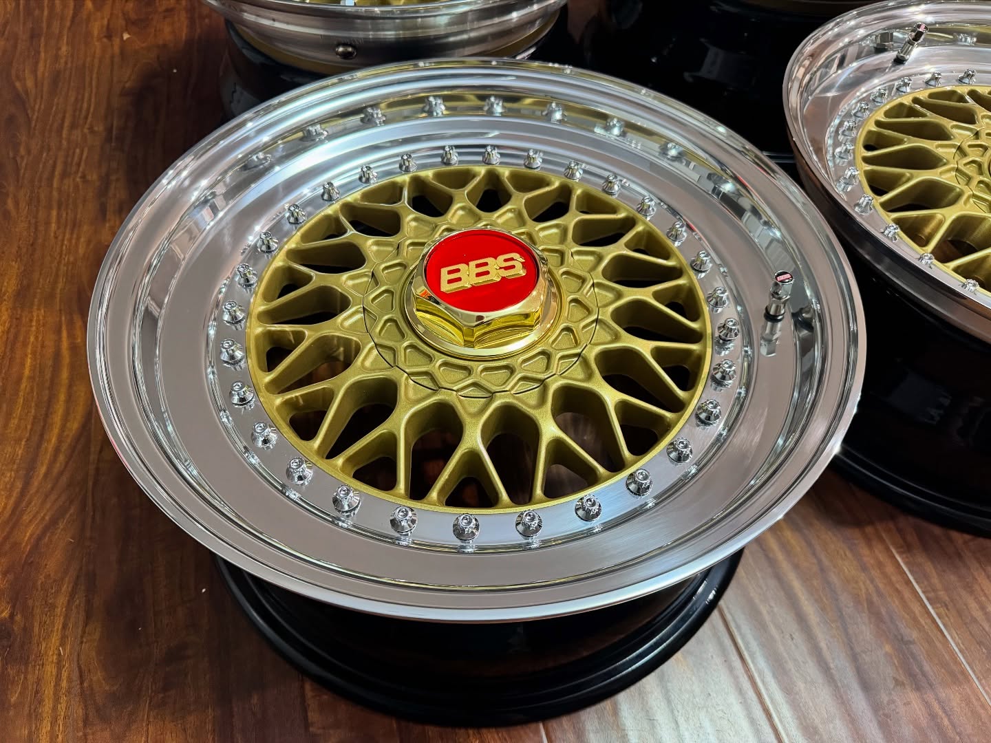 BBS RS wheels 16 inch double step gold staggered set