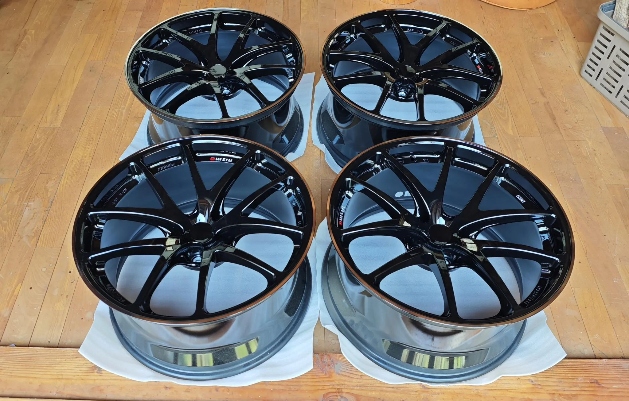 BBS RI-A wheels 20 inch forged diamond cut black Nissan set