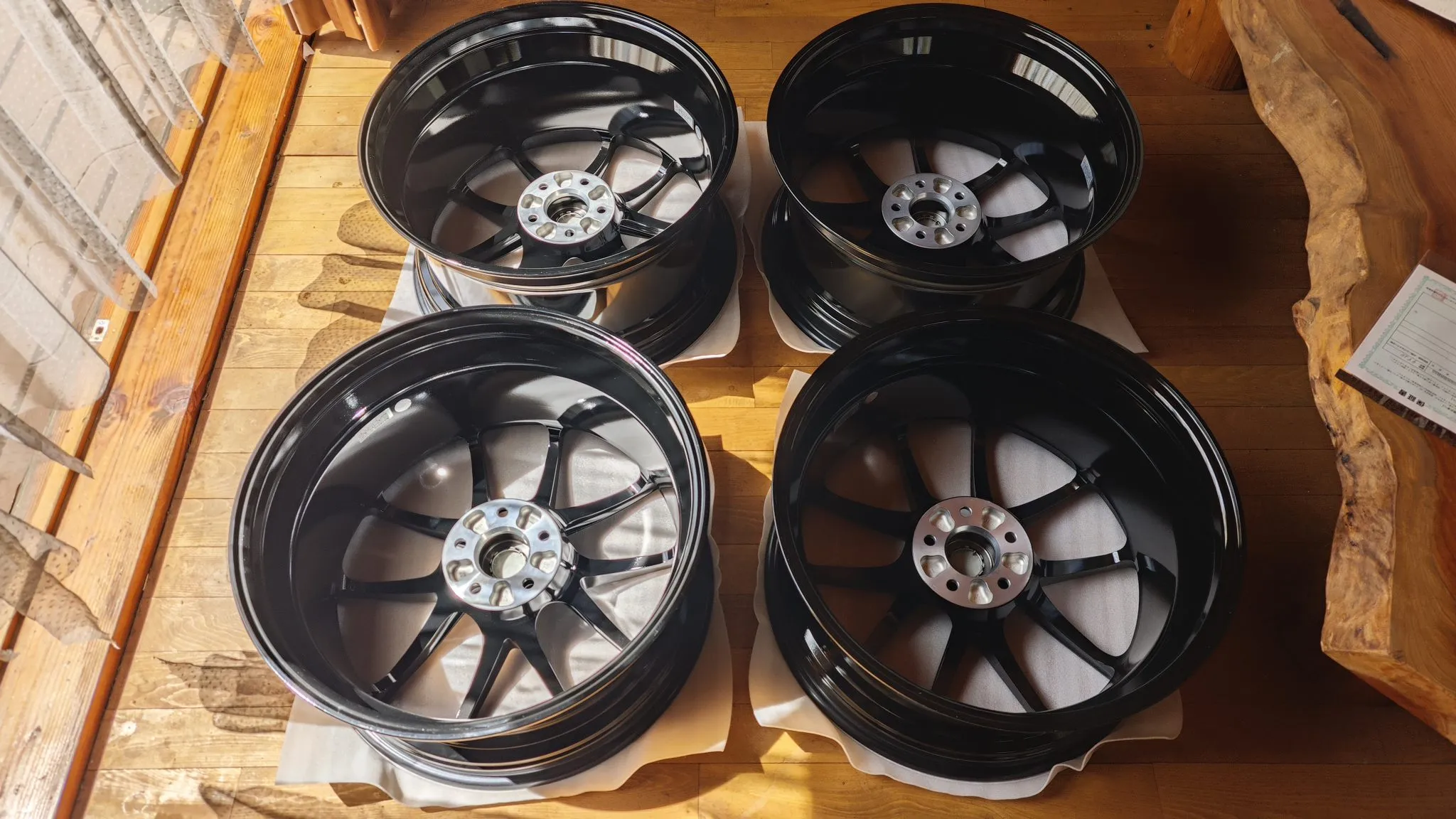 BBS RI-A wheels 20 inch forged diamond cut black Nissan set