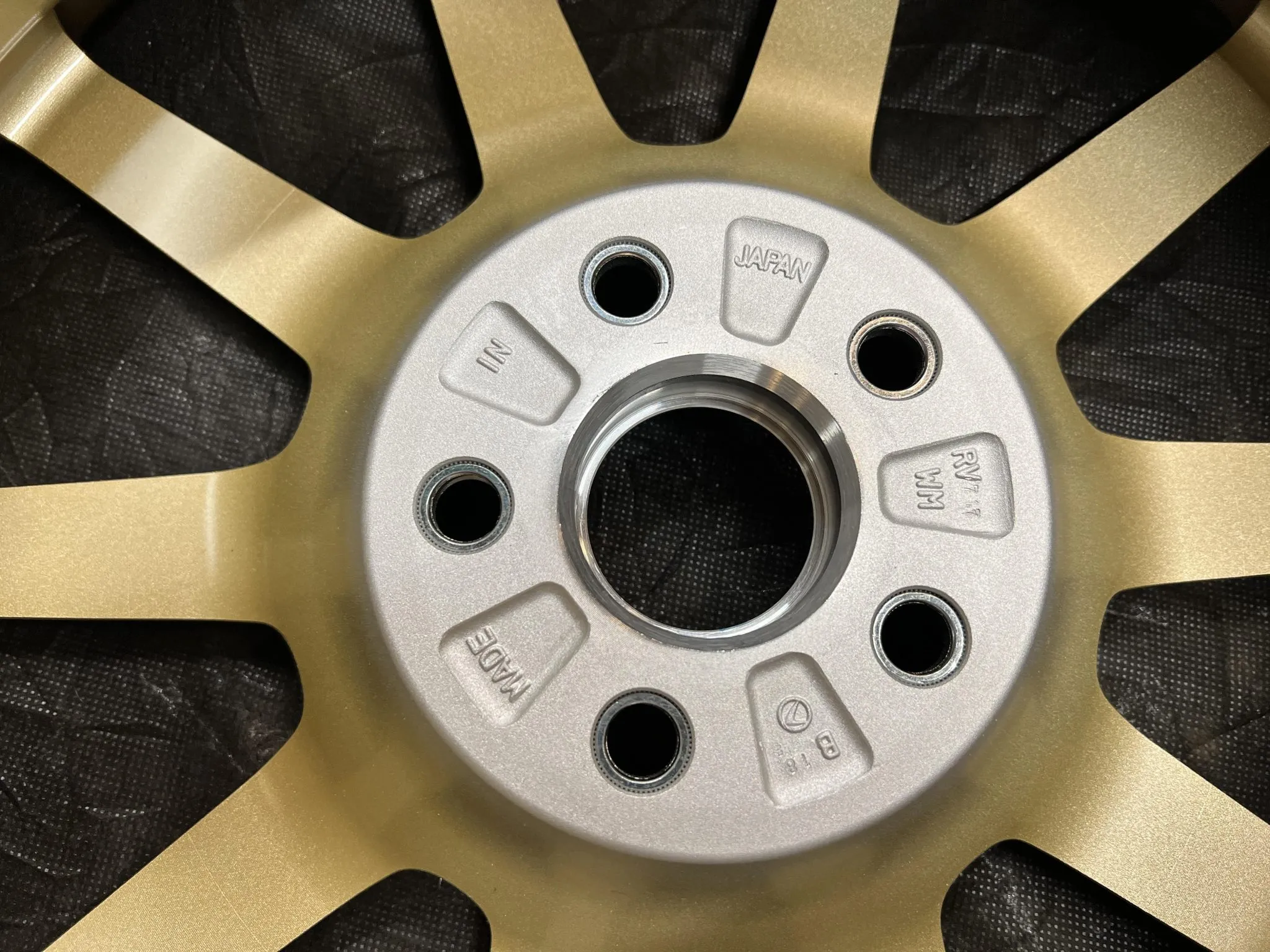 Set of Four BBS Wheels 17×7.5″ w/53mm Offset Gold Finish Forged-Alloy Construction Unmounted 225/45 Bridgestone Potenza RE070s BBS-Logo Center Caps Aluminum BBS-Logo Valve Stem Covers Rubber Valve Stems BBS-Logo Shipping Boxes - Image 17