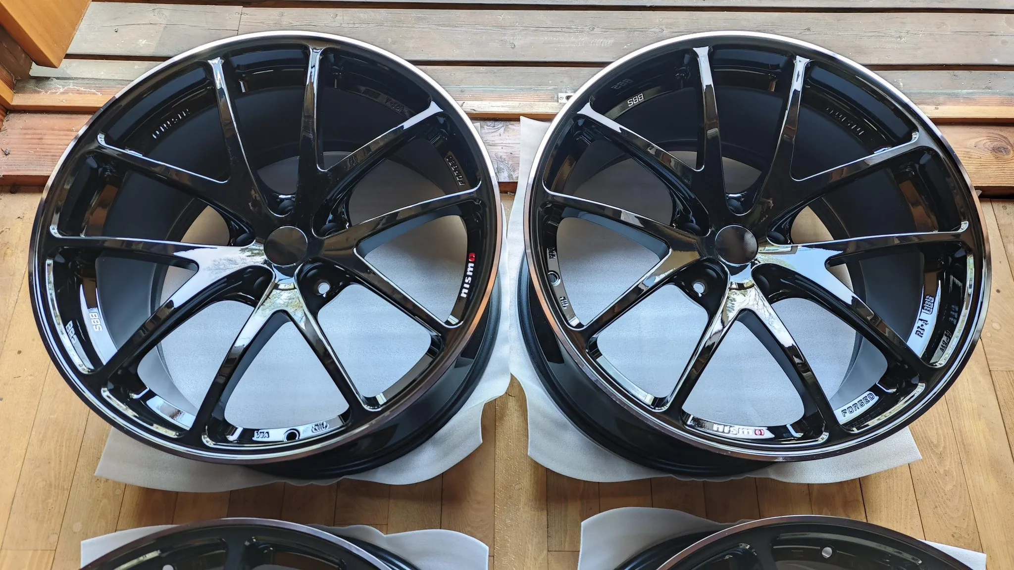 BBS RI-A wheels 20 inch forged diamond cut black Nissan set
