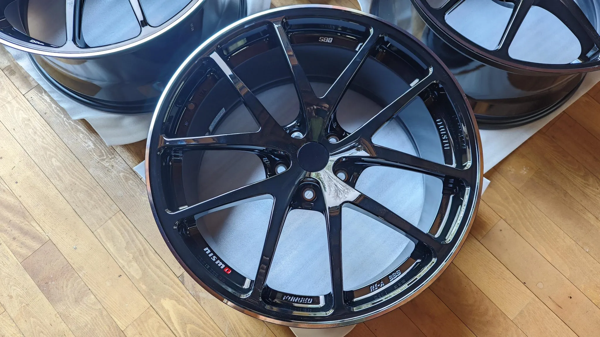 BBS RI-A wheels 20 inch forged diamond cut black Nissan set