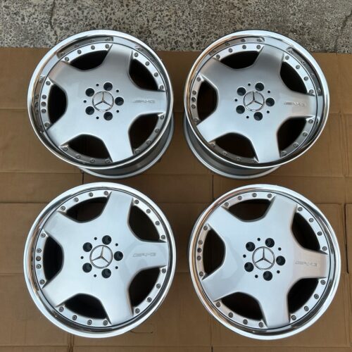 AMG Aero II Monoblock Wheels — 18″ Staggered | 5×112 | Silver / Machined Lip | OEM PN HWA129 400 15 02 & HWA129 400 17 02