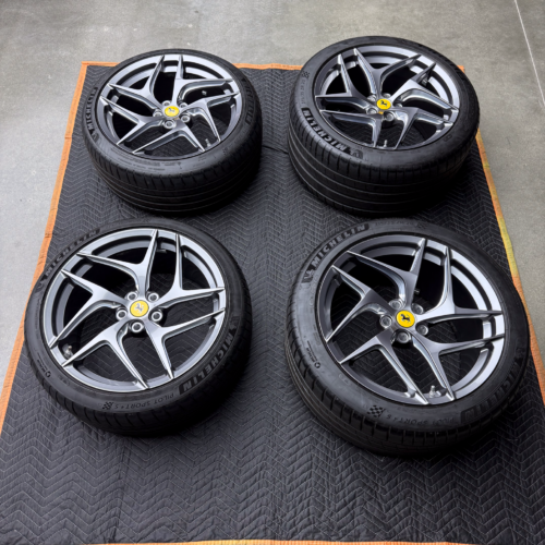 Ferrari Wheels | 20″ Staggered | Forged Construction | Yellow Prancing Horse Center Caps | Michelin Pilot Sport 4S Tires