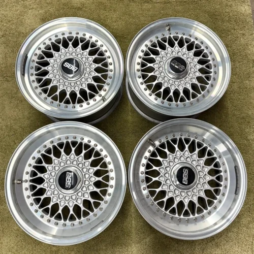BBS RS012/RS013 Wheels | 16×7 Front ET23 / 16×8 Rear ET11 | Three-Piece Forged | Silver with Polished Lips | Porsche | BBS Caps, Waffles & Wrench Included