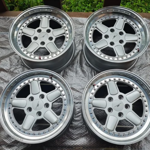 C Schnitzer Type 1 Wheels by OZ Racing | 17×7.5 Front ET17 / 17×8.5 Rear ET20 | Three-Piece | Silver with Polished Lip | AC Schnitzer Center Caps