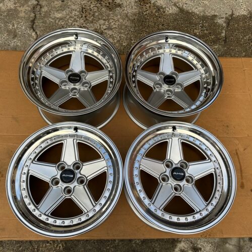 AMG Penta Wheels | 17×8.5 & 10″ ET21 | 5×112 | Staggered Three-Piece | Pre-Merger 1988 | Silver / Chrome Lip perfect