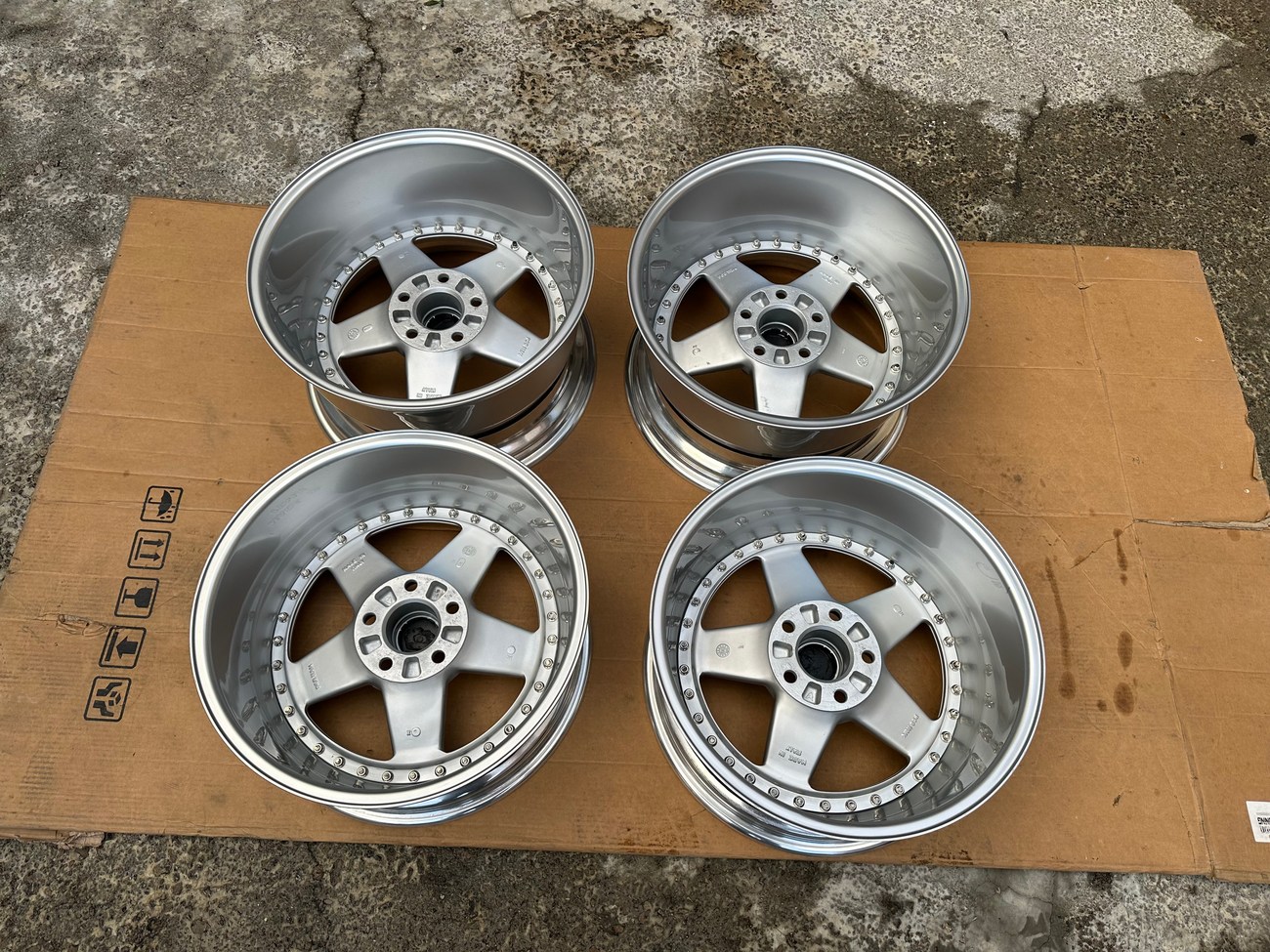 AMG Penta Wheels | 17x8.5 & 10" ET21 | 5x112 | Staggered Three-Piece | Pre-Merger 1988 | Silver / Chrome Lip perfect - Image 5
