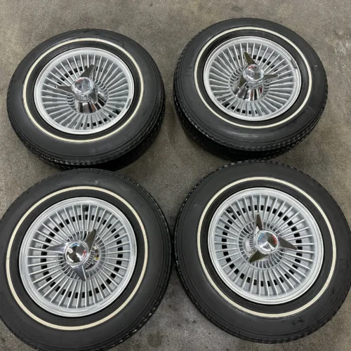 Kelsey-Hayes Knock-Off Wheels | 15×6 | Radial Fin Design | PN D-49985 | Hub Adapters & Spinners Included | Mounted Tires
