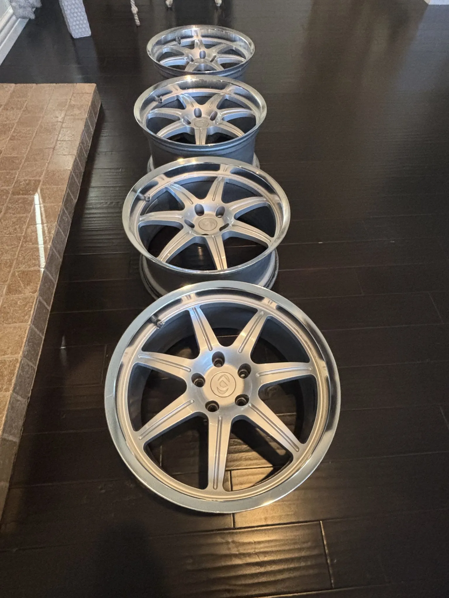 Dinan Champion wheels 19 inch staggered silver polished lip set