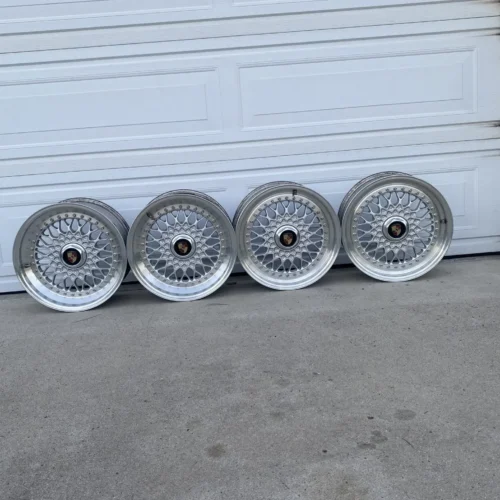 BBS RS012/RS013 Wheels | 16×7 Front ET15 / 16×8 Rear ET11 | Three-Piece Forged | Silver | Porsche 911 | PN RS012 / RS013 | Porsche Crest Caps, Waffles, Lug Nuts & Wrench