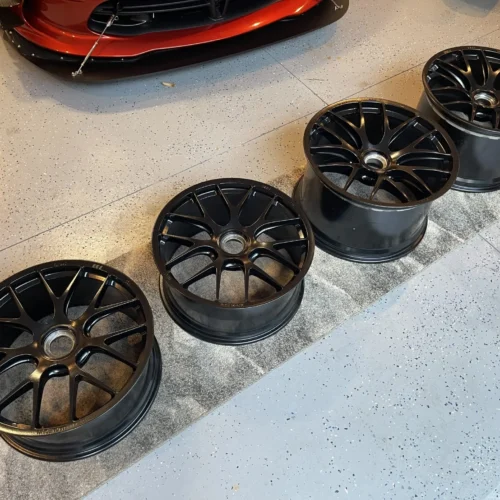 BBS WEC Magnesium Wheels | 20×9.5 Front ET50 / 21×12.5 Rear ET48 | Center-Lock | Satin Black (Repainted) | Porsche 991 GT2 RS/GT3 RS | PN RE1640 / RE1641